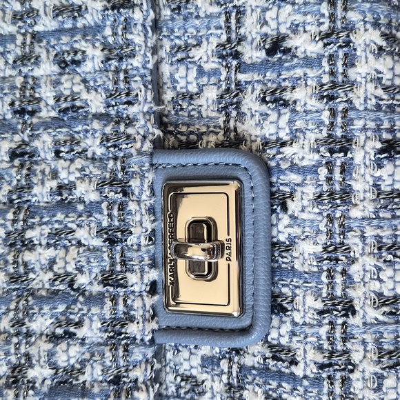 Karl Lagerfeld blue tweed flap bag - Picture 3 of 8